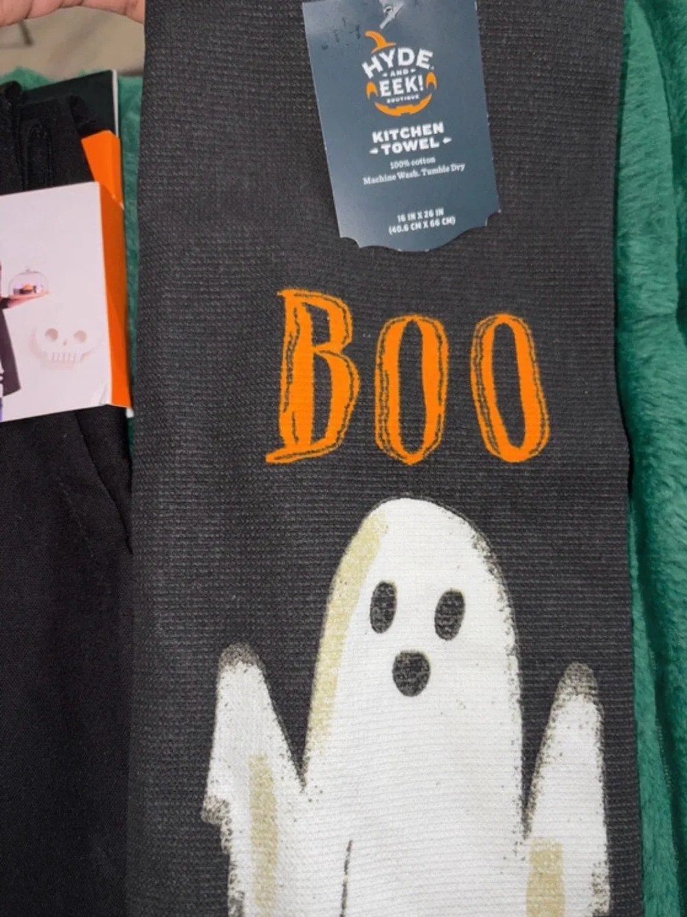 Hyde & Eek! Black Halloween Apron and Kitchen Towel Bundle